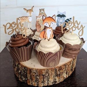 Woodland animal cupcake toppers!